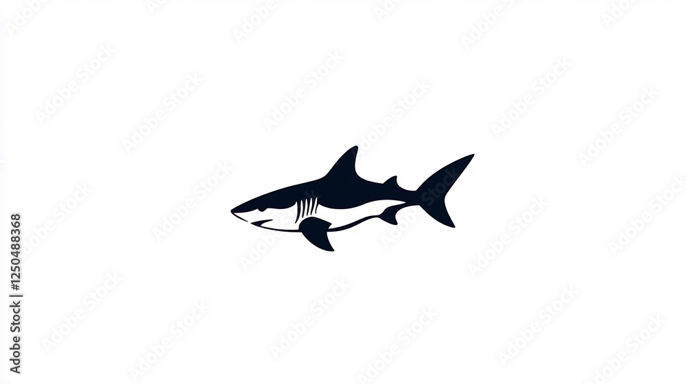 Stylized Illustration of a Shark in Minimalist Design Stylized Illustration of a Shark in Minimalist Design
