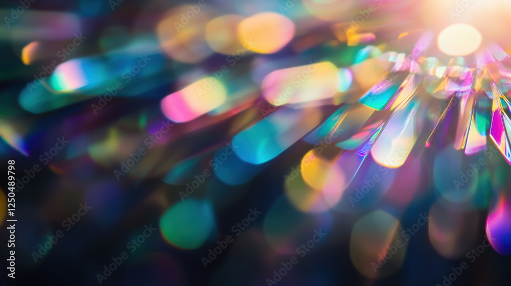Vibrant multi layered prisms refracting light into radiant colors and s. interplay of light creates mesmerizing visual experience Vibrant multi layered prisms refracting light into radiant colors and s. interplay of light creates mesmerizing visual experience