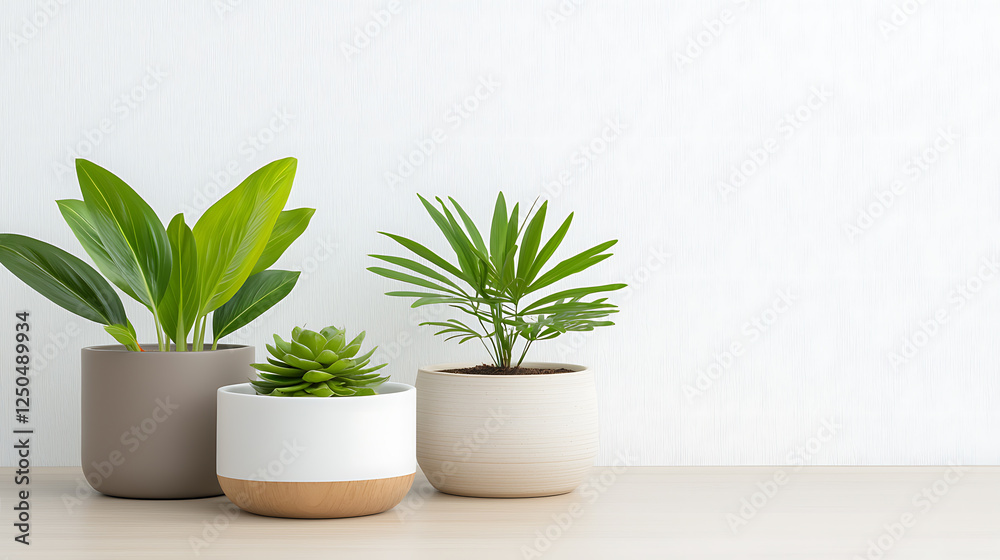 Fototapeta premium Indoor plant arrangement modern home photography minimalist setting close-up nature's beauty in decor