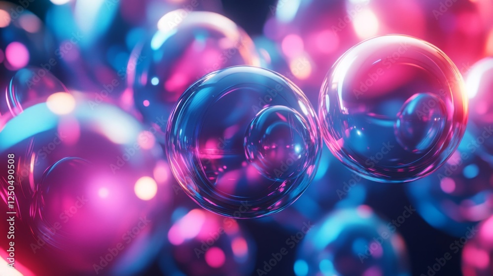 Abstract Glowing Spheres In Pink And Blue Abstract Glowing Spheres In Pink And Blue