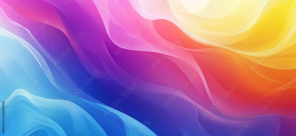 Fototapeta premium Colorful abstract wave background with smooth gradients and vibrant hues, copy space for text