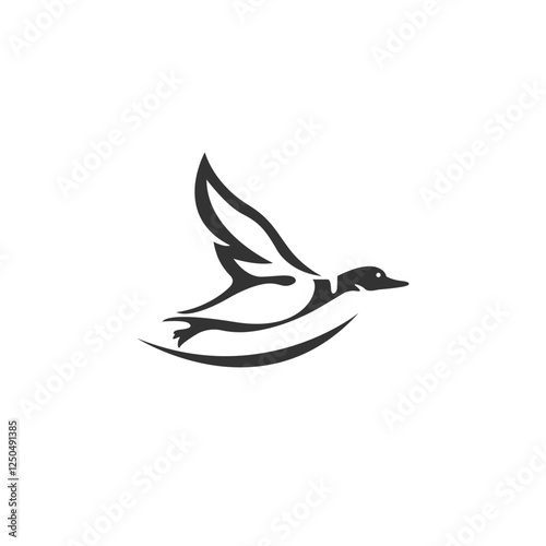 flying duck mallard migration logo design,Flying duck icon. Wild bird flight. Beautiful mallard