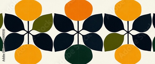 Geometric pattern of leaves and circles