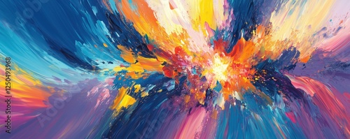 Wallpaper Mural Vibrant abstract explosion of colors in dynamic brush strokes and textures, copy space for text Torontodigital.ca
