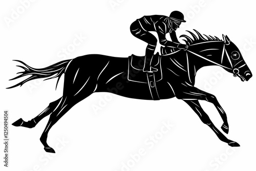 isolated illustration of horse derby, black and white drawing , white background