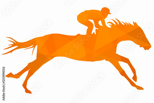 isolated illustration of horse derby, colored triangles drawing , white background