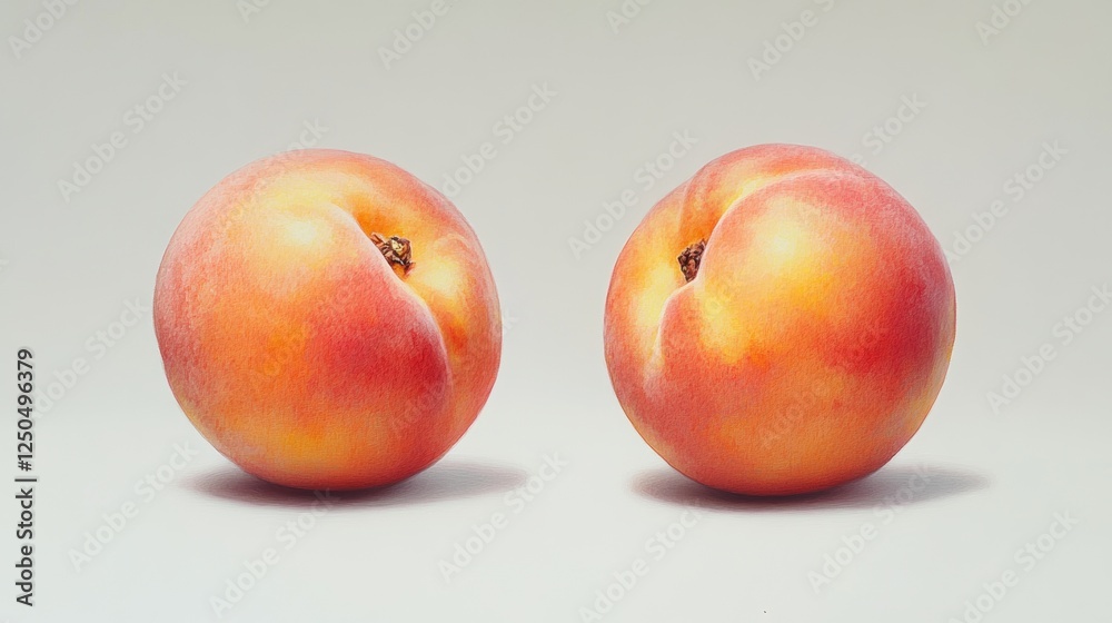 Fresh and Juicy Peaches on Soft Background for Culinary Delight Fresh and Juicy Peaches on Soft Background for Culinary Delight