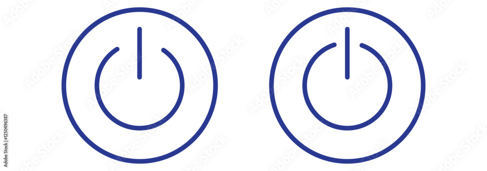 On off power button. Switch on switch off icon. Press start button sign isolated on white background. On off vector circle symbol. On off power button. Switch on switch off icon. Press start button sign isolated on white background. On off vector circle symbol.
