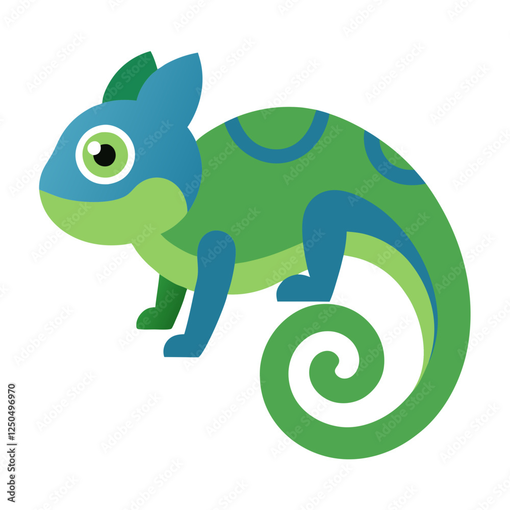 Fototapeta premium green chameleon cartoon