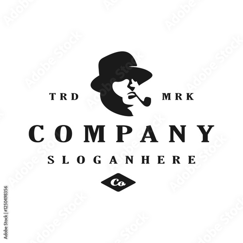 gentleman pipe logo vector stock template illustration