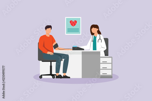 Hospital activity concept. Colored flat vector illustration isolated.
