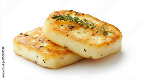 Halloumi cheese isolated on white background