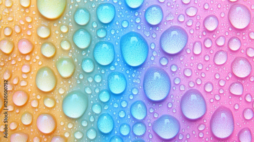 Colorful Water Droplets on a Gradient Background with Soft Hues Colorful Water Droplets on a Gradient Background with Soft Hues