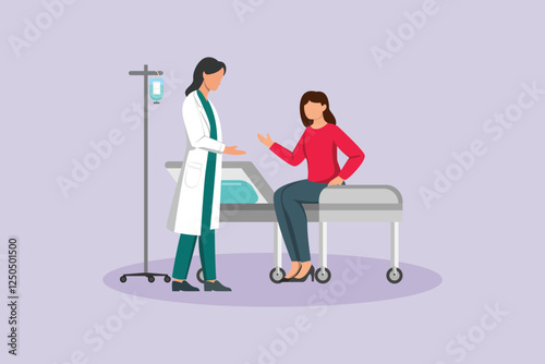 Hospital activity concept. Colored flat vector illustration isolated.