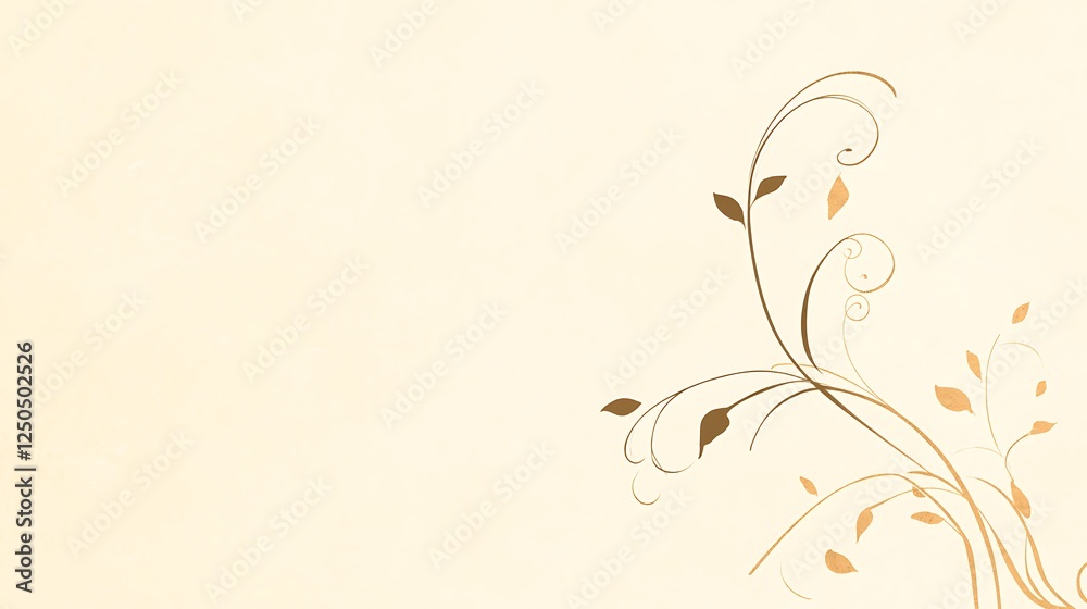 Elegant Beige Background with Golden Floral Design Elegant Beige Background with Golden Floral Design