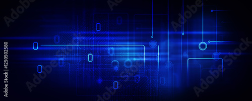 2d illustration Abstract futuristic electronic circuit technology background