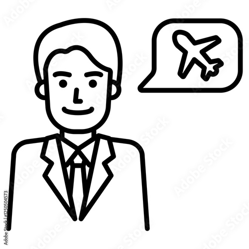 남자 회사원과 비지니스 출장 아이콘