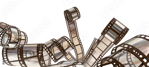 Foto cinema film curved flying festival theme for background - 3d rendering