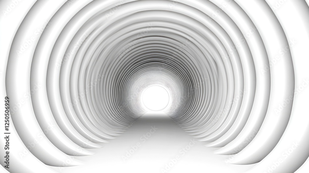 Obraz premium White tunnel leading to light, abstract background, endless path, futuristic design, concept art