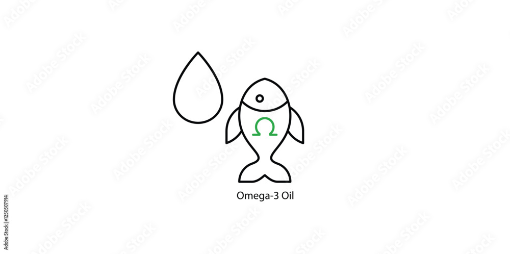 Omega-3 Oil Icon: Heart Health and Nutritional Support Omega-3 Oil Icon: Heart Health and Nutritional Support