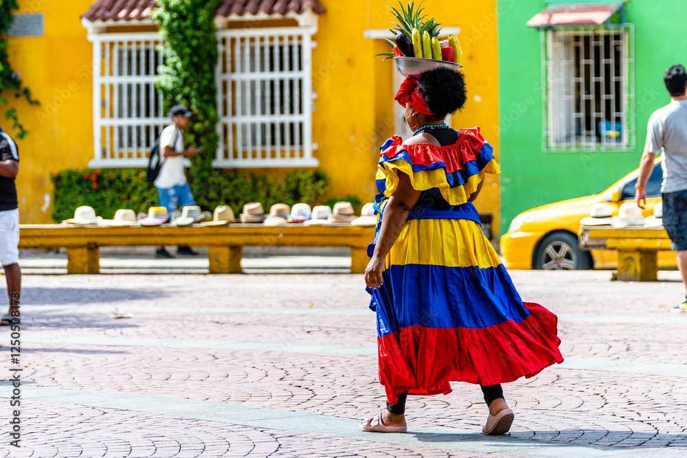 portrait of unidentified palenqueras woman, the symbol of cartagena city