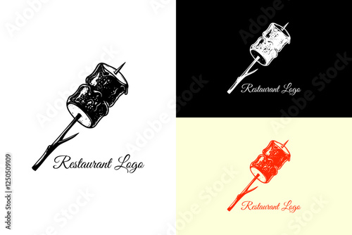 marshmallow on a stick, forest, bakery, restaurant, sweet, cake shop, cookie, dessert, delicious, snacks, candy, cuisines, tasty, vector, abstract, silhouette, logo