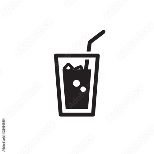 Cool drink icon with straw and bubbles for fizzy refreshing beverages