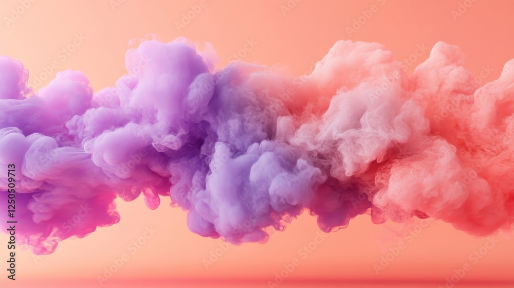 Fototapeta premium Abstract Pastel Smoke Clouds On Coral Background