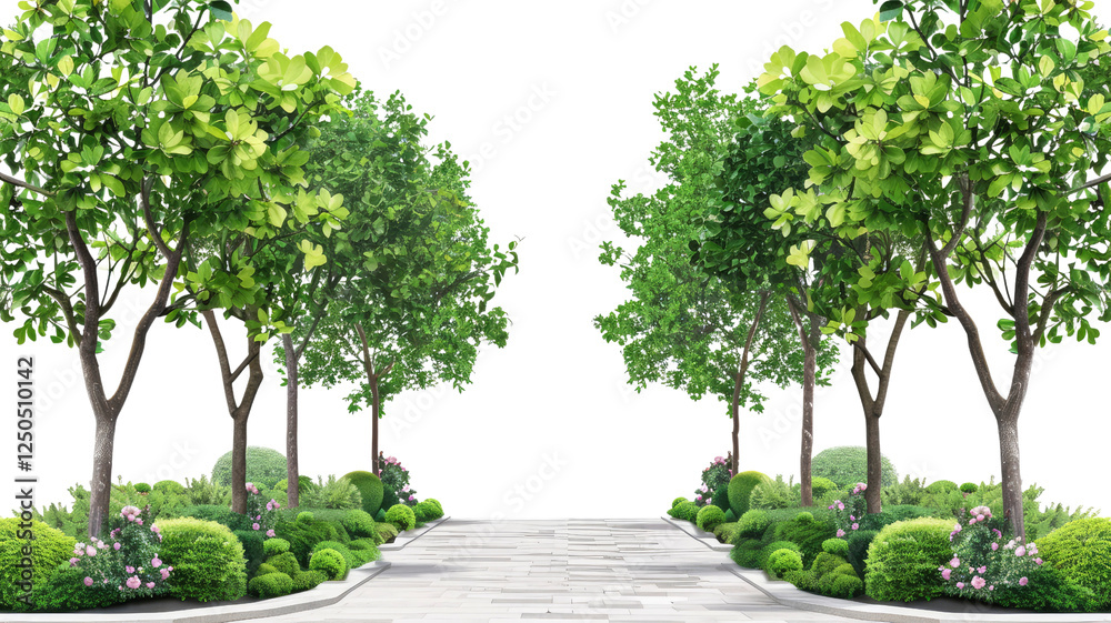 Park entrance background with greenery trees and plants Park entrance background with greenery trees and plants
