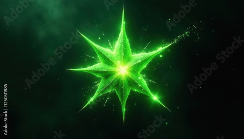 Wallpaper Mural Intense green star shaped explosion on black, sharp details , dynamic, nature, sparkle Torontodigital.ca