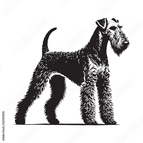 Well-crafted Airedale Terrier silhouette for stylish decor - Airedale Terrier illustration - minimal Airedale Terrier vector - dog silhouette
