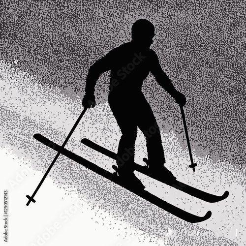 Ski Mountaineering illustration silhouette