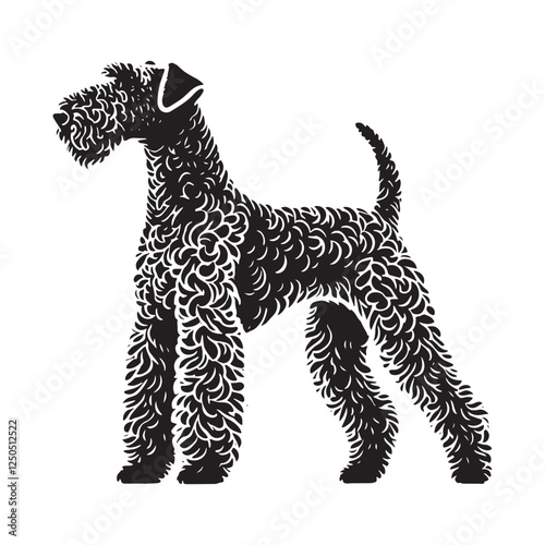 Airedale Terrier silhouette showcasing alert and attentive posture - Airedale Terrier illustration - minimal Airedale Terrier vector - dog silhouette
