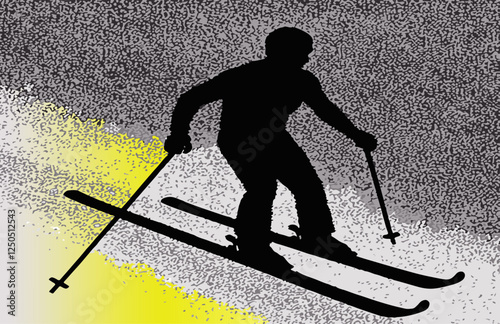 Ski Mountaineering illustration silhouette