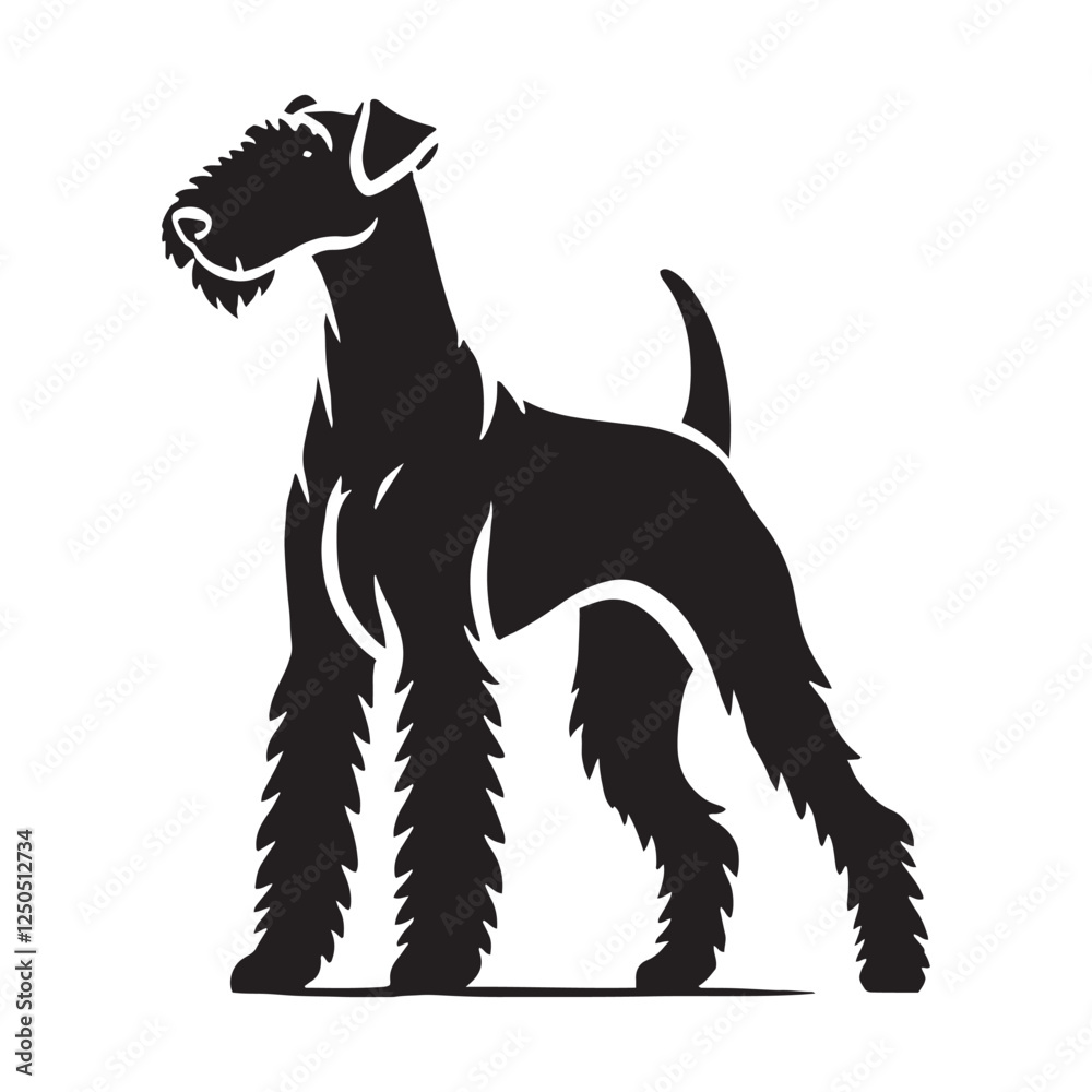 Airedale Terrier silhouette designed for professional graphics - Airedale Terrier illustration - minimal Airedale Terrier vector - dog silhouette
