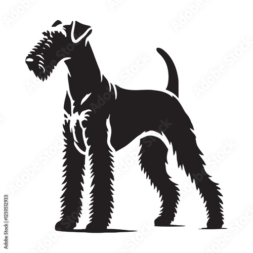 Simplistic Airedale Terrier silhouette for creative design - Airedale Terrier illustration - minimal Airedale Terrier vector - dog silhouette
