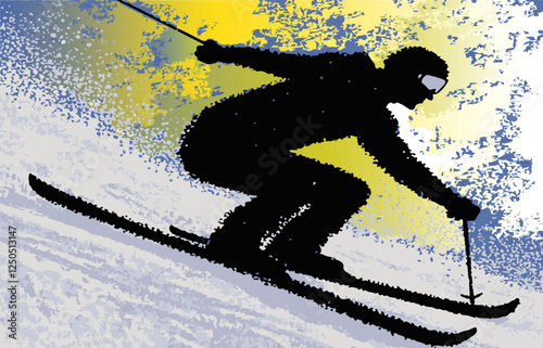 Ski Mountaineering illustration silhouette
