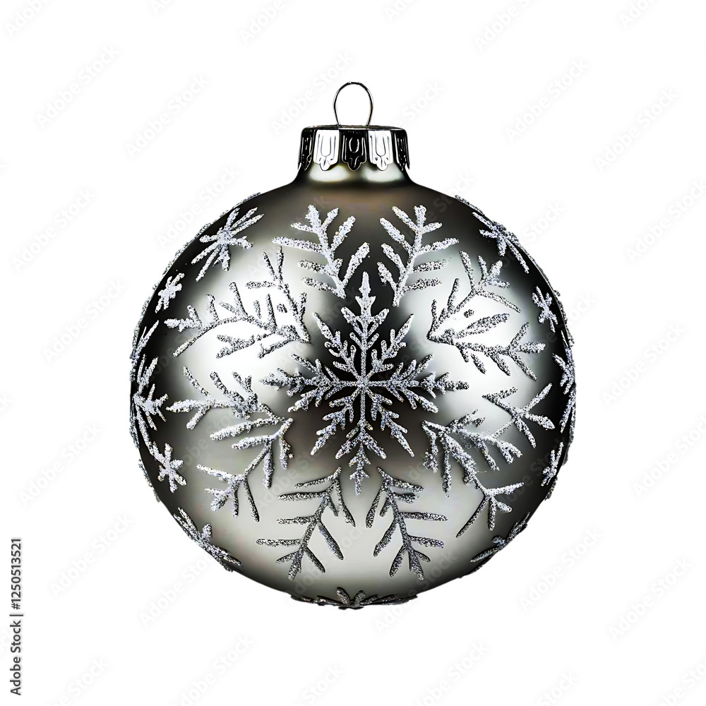 Fototapeta premium Silver Frosted Christmas Ornament Elegant Holiday Decoration with Delicate Texture Transparent PNG, silver, frosted, Christmas, ornament, holiday, decoration, festive, winter, elegant