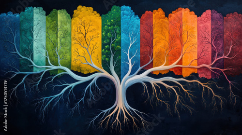 Lymphatic system, A detailed artistic rendering of the lymphatic system, emphasizing vibrant colors and high fidelity for visual clarity in medical illustrations.