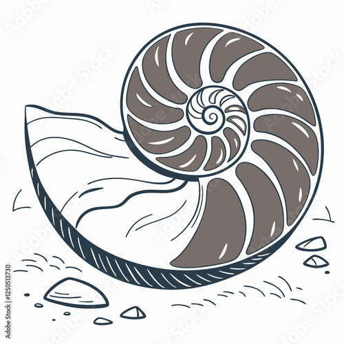 fossilized ammonite resting