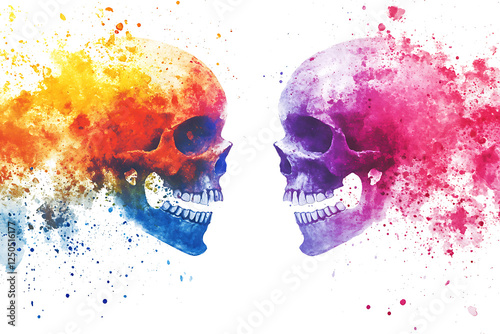 skull with blood isolated on white background PNG.AI GENERATED