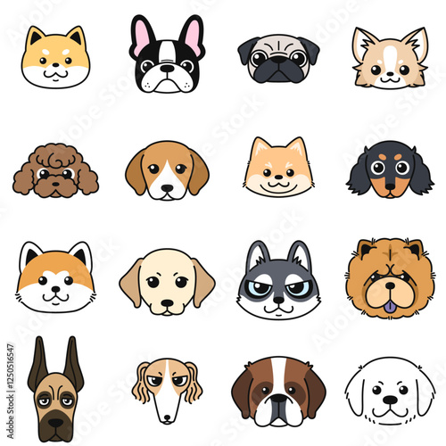 犬の顔のイラストセット
