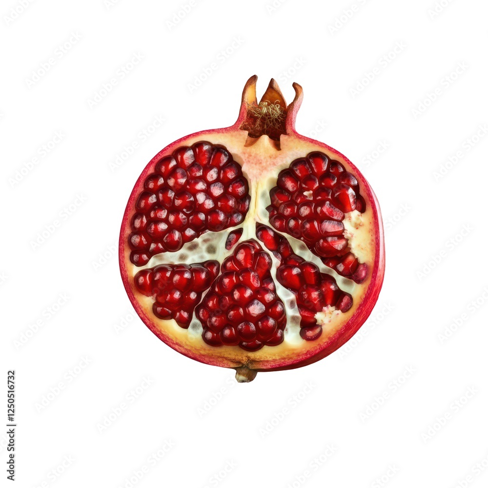 Vibrant Half Slice of Fresh Ripe Pomegranate for Healthy Snack and Antioxidant Boost Vibrant Half Slice of Fresh Ripe Pomegranate for Healthy Snack and Antioxidant Boost