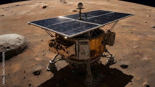 An AI-driven solar-powered deep-space probe exploring the outer reaches of the solar system, featuring self-repairing photovoltaic panels, adaptive AI navigation, and real-time energy optimization for
