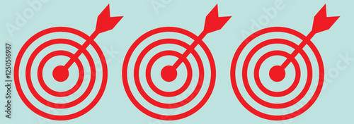 Target icons set. Goal symbol collection. Simple target with arrow. Darts icon. Hitting the bullseye icon line and flat style