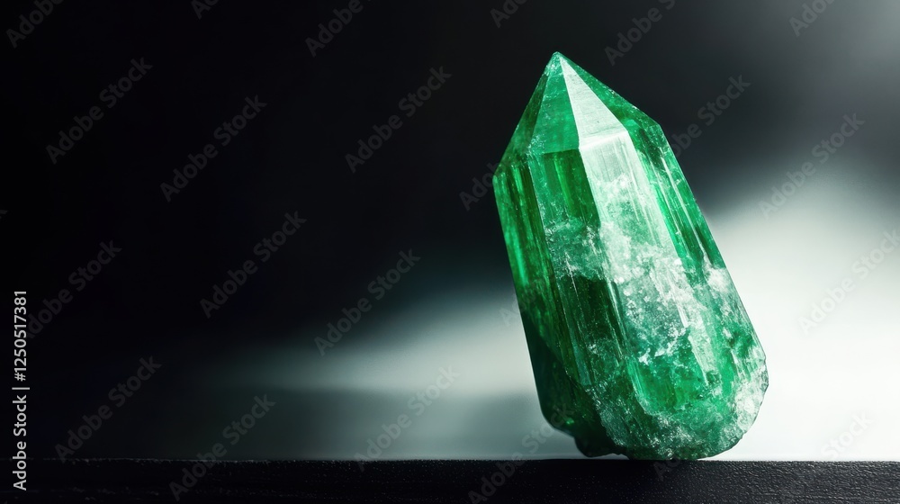 custom made wallpaper toronto digitalThis stunning emerald crystal captures the eye with its vibrant green hues and faceted surface, symbolizing beauty and wealth against a contrasting dark background.