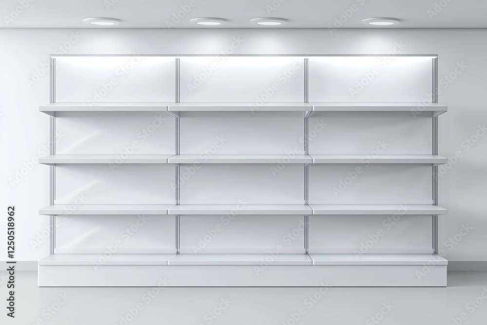 3d empty showcase display with retail shelves. Mock up. Vector 3d empty showcase display with retail shelves. Mock up. Vector