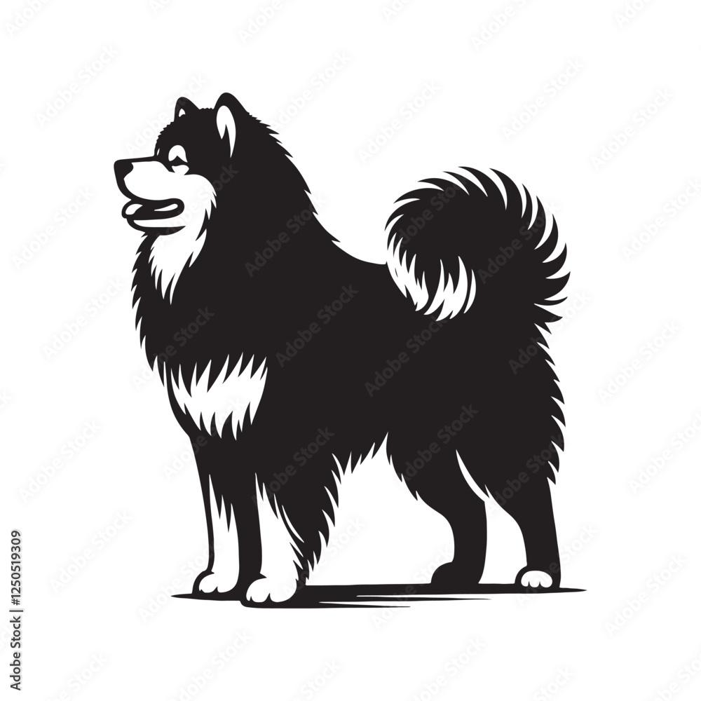 Fototapeta premium Sleek Alaskan Malamute silhouette capturing motion and agility - Alaskan Malamute illustration - minimal Alaskan Malamute vector - dog silhouette 