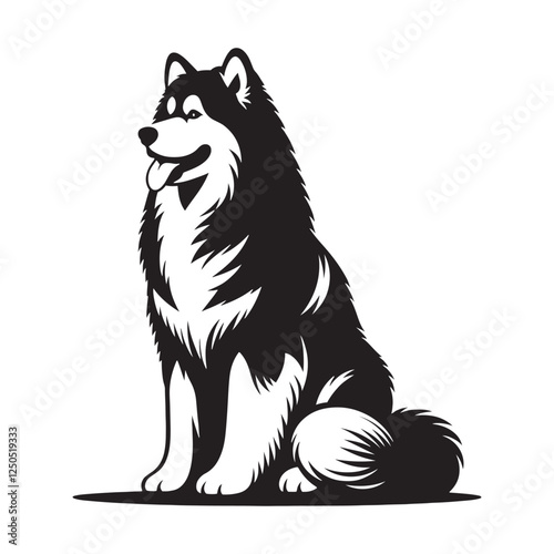 Bold and distinctive Alaskan Malamute silhouette for custom designs - Alaskan Malamute illustration - minimal Alaskan Malamute vector - dog silhouette
