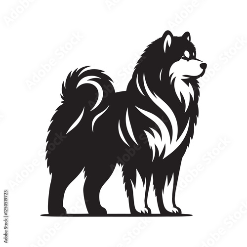 Minimalist Alaskan Malamute silhouette designed for versatility - Alaskan Malamute illustration - minimal Alaskan Malamute vector - dog silhouette
